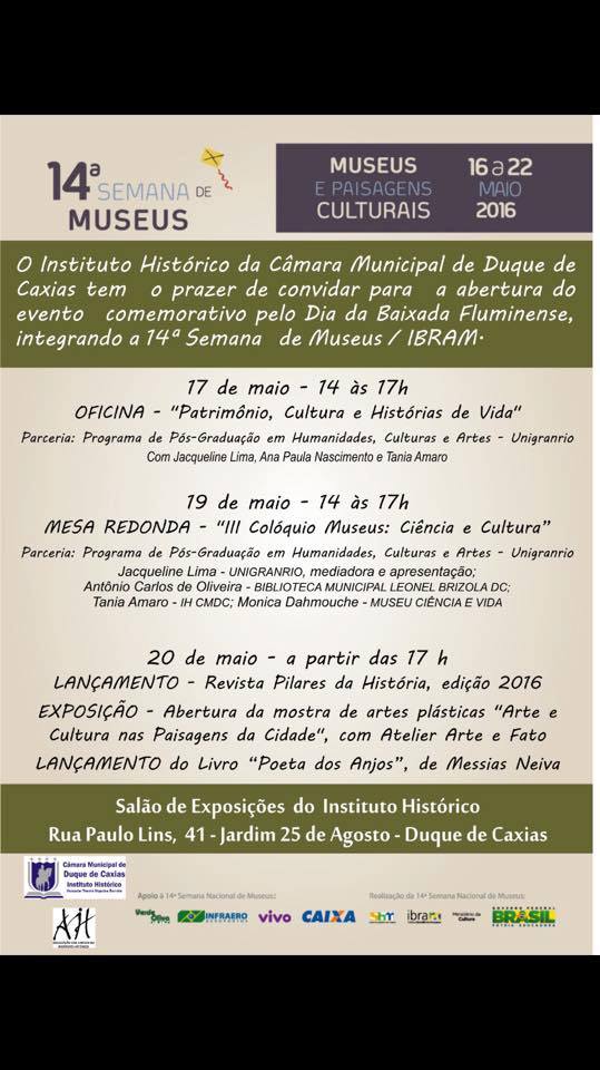 14ª Semana de Museus em Caxias – com lançamento da revista Pilares da História