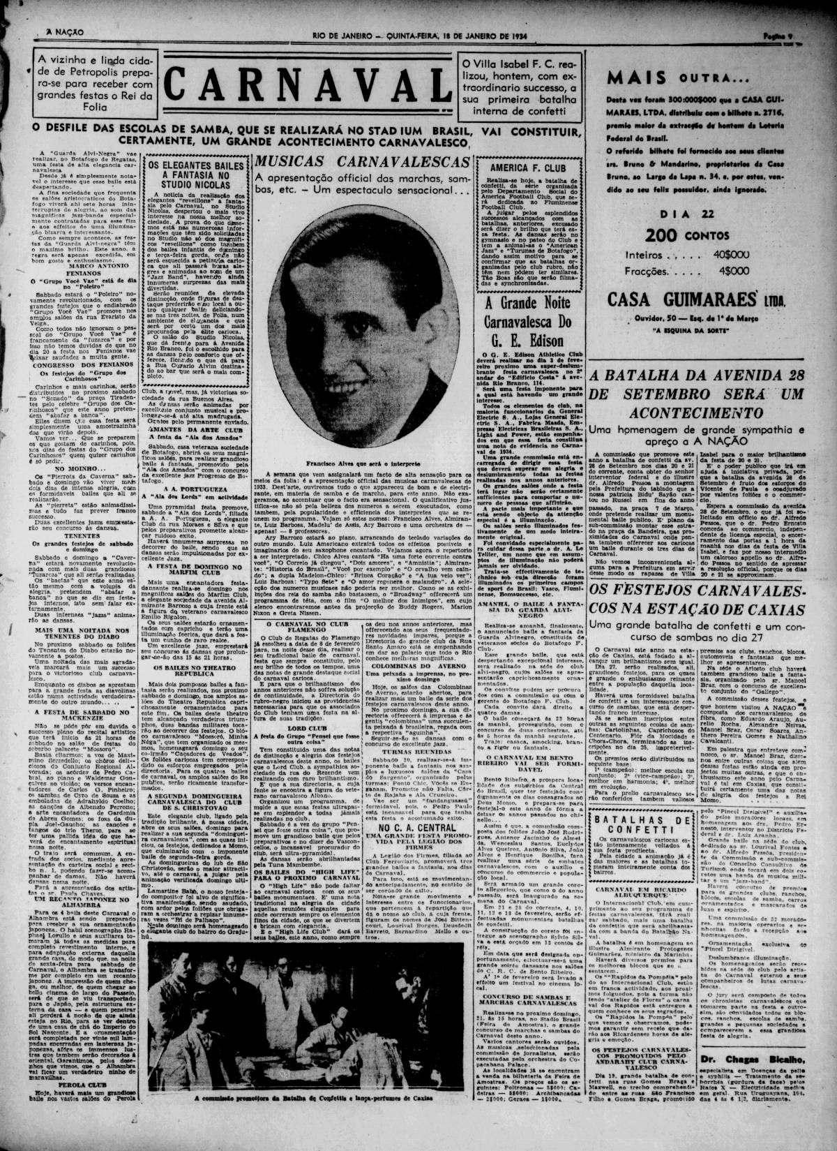 Jornal A Nação - Carnaval de Caxias em 1934