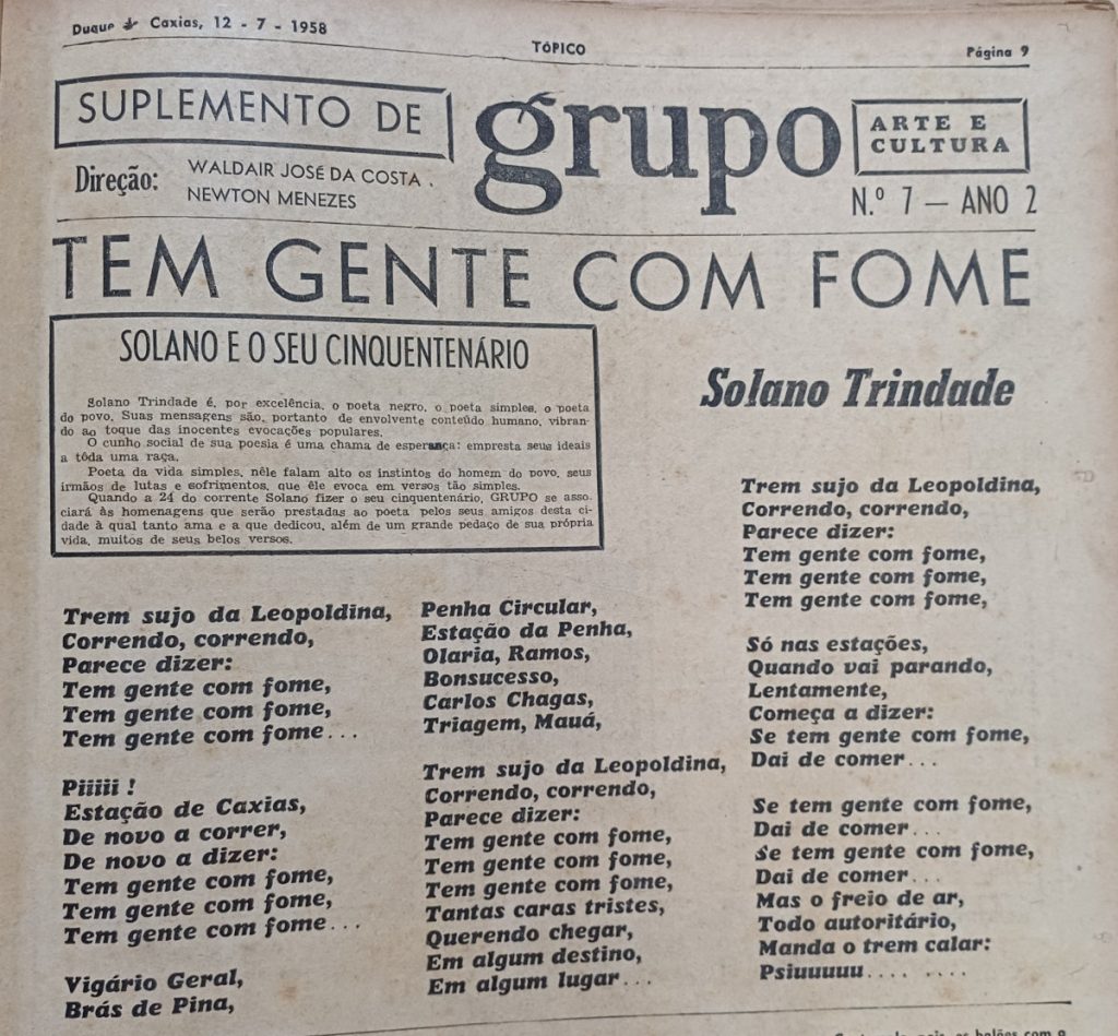Solano Trindade no Jornal Tópico (1958)