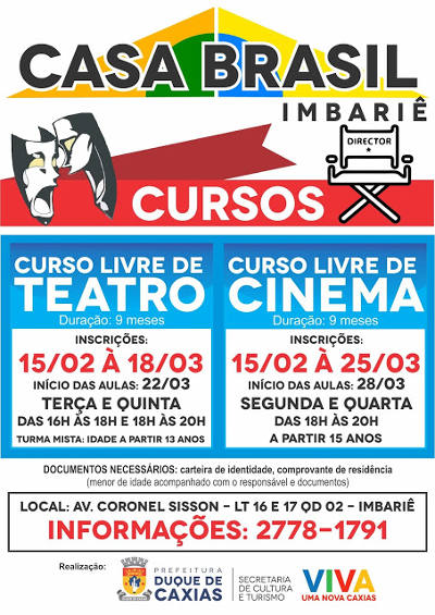 Casa Brasil de Imbariê está com inscrições abertas para os cursos de Teatro e Cinema